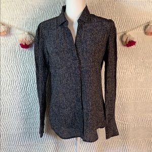 Navy yellow silk Theory Miska top